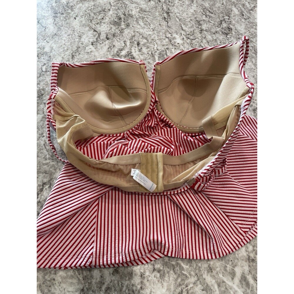 Swim by Cacique Womens Tankini Top Size 44DD Red Stripe Built In Bra NWT - Picture 5 of 9